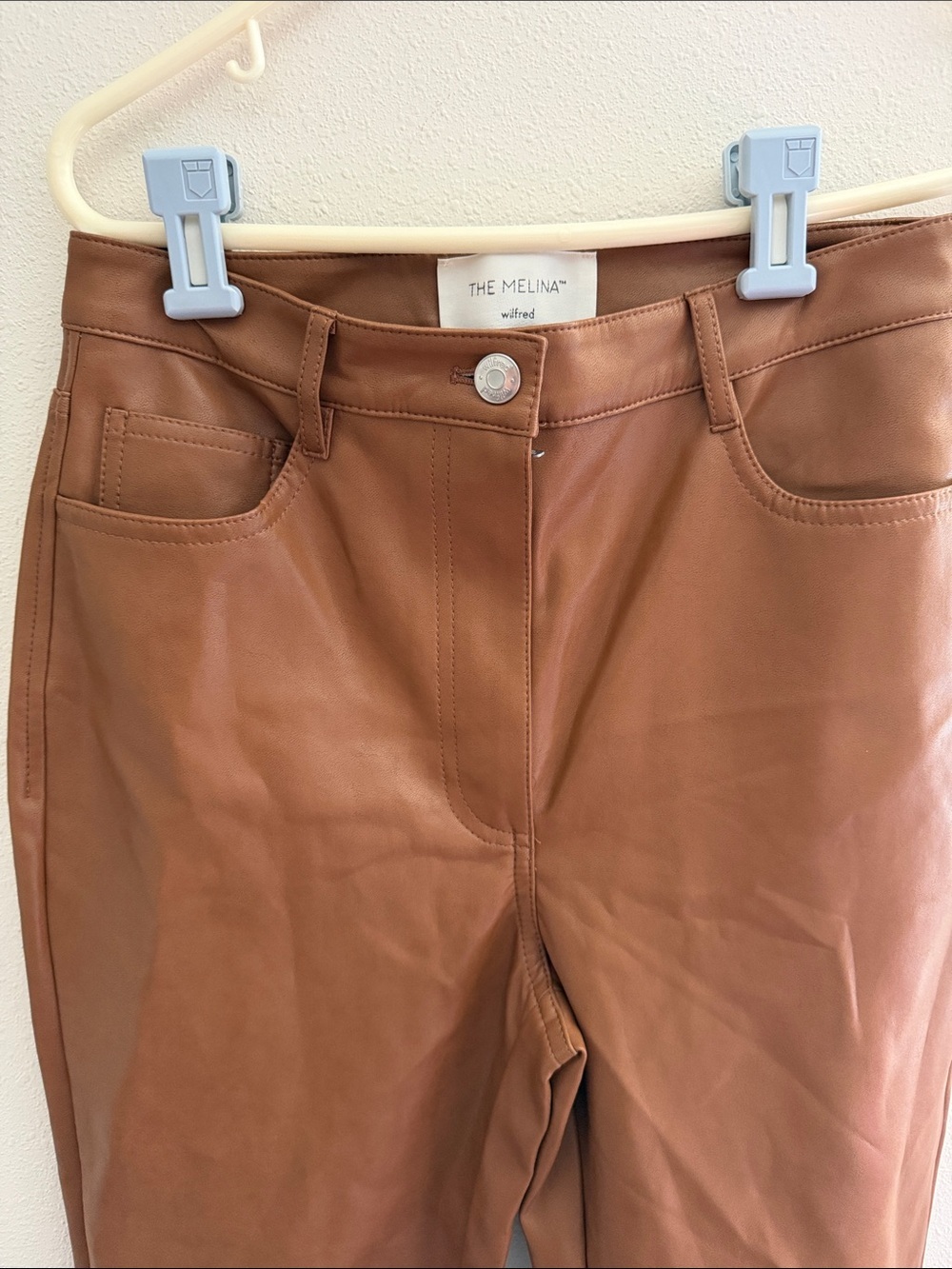 Wilfred tan faux leather-trim pants The Melina